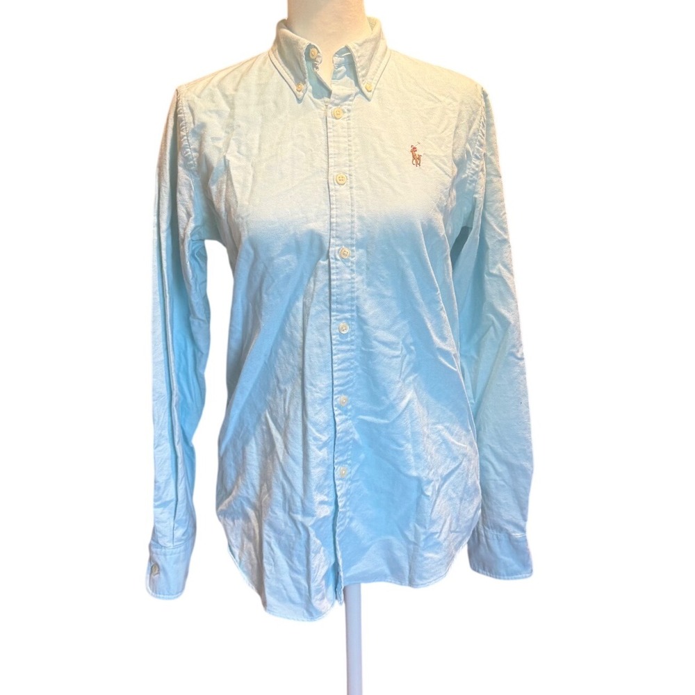 Ralph Lauren Womens Light Blue Slim Fit Oxford Button Down Shirt Size 6 Cotton - Picture 3 of 8